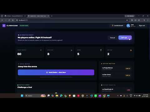 ClashCode: 1v1 Live Coding Battles for Colleges (OpenAI Hackathon Submission)