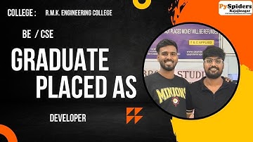 BE (CS) Graduate Placement Story From PySpiders Rajajinagar | As a  DEVELOPER