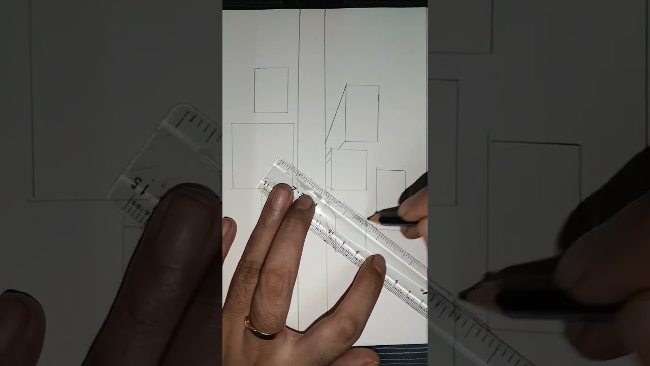 one point perspective || building aerial view.       