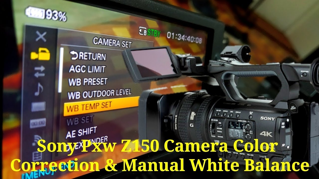 Sony PXW Z150 camera color correction and manual white balance - YouTube