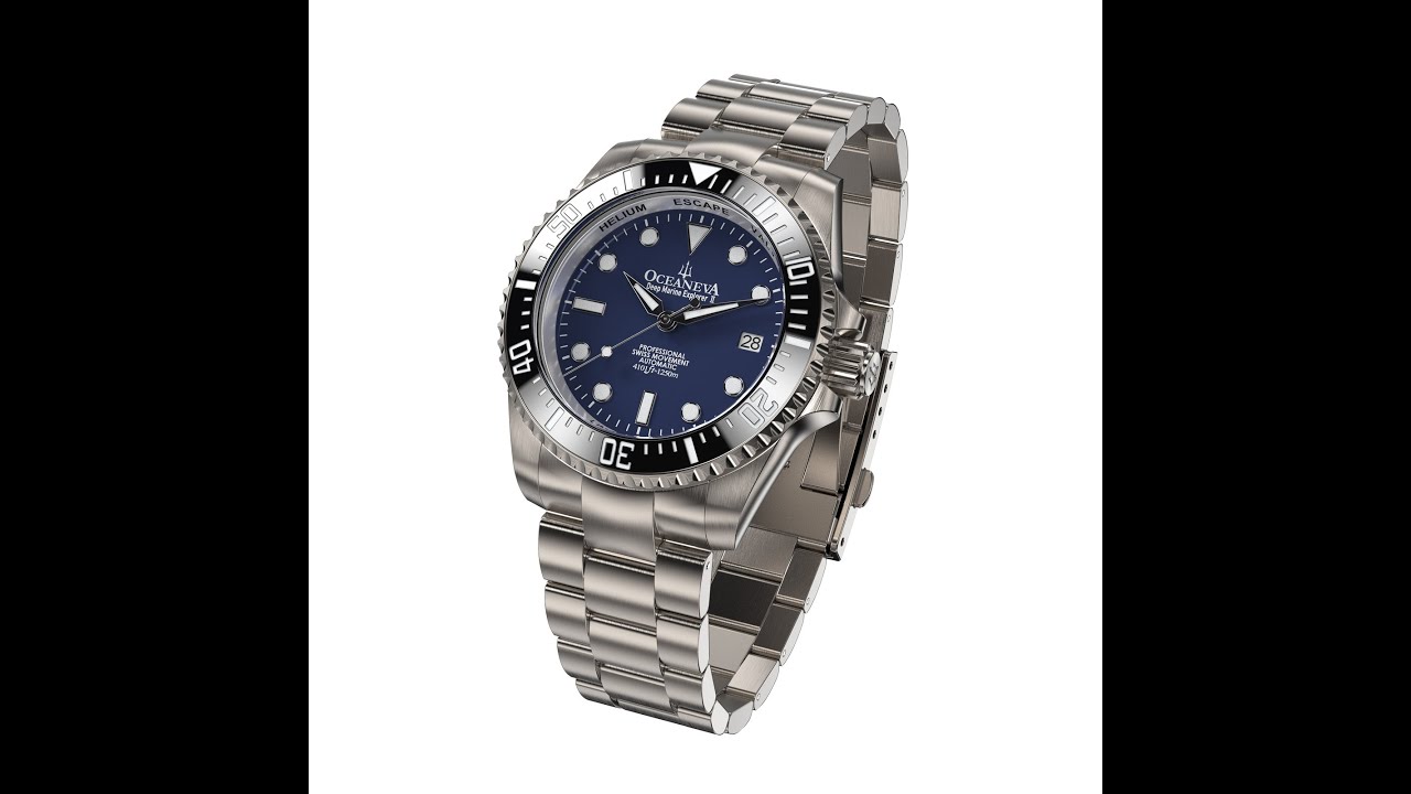 Oceaneva™ Men's Deep Marine Explorer II 1250M Titanium Watch Navy Blue