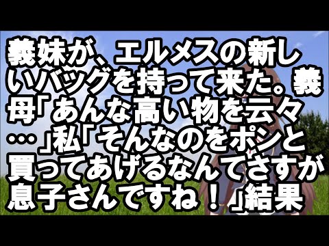 【スカッとする話】義妹が、エルメスの新しいバッグを持って来た。義母「あんな高い物を云々…」私「そんなのをポンと買ってあげるなんてさすが息子さんですね！」→結果…【スカッとちゃんねるのマイ】