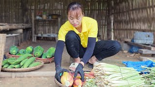 Harvest Melon Fruit, Citronella & Papaya flower in Garden go market - Catch Coconut Worm: Lý Thị Mùi