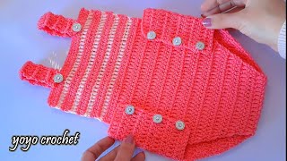 لا تضيعى وقتك !! سالوبيت كروشية بيبى !!  فقط بقطعة واحدة !! سهل وسريع crochet jumpsuit- one piece