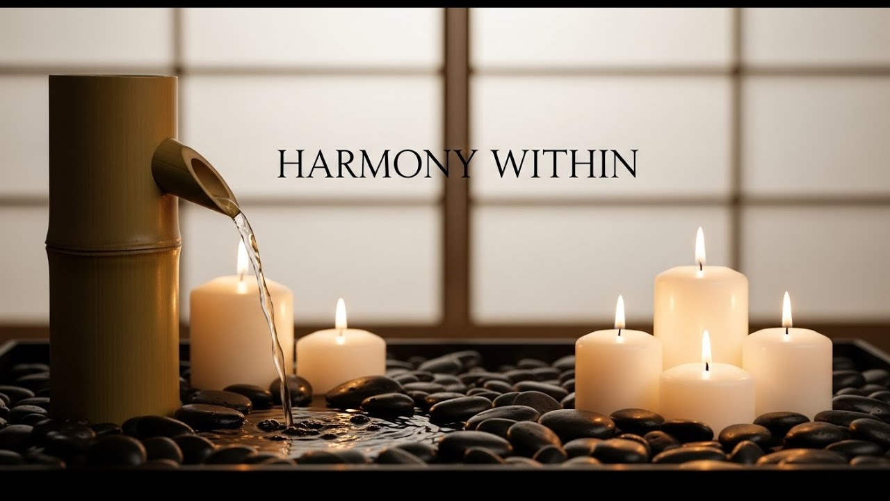 Relaxing Zen Cloud Ambience Bamboo Fountain and Candle Glow for Deep Sleep Meditation and Calm