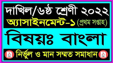 Class 6 Bangla Assignment Answer 1st week 2022!Dakhil Class 6 Bangla Assignment Answer 2022 1st week