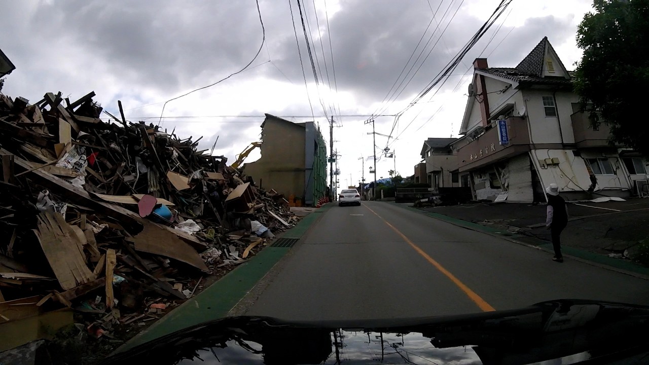 熊本地震発生から1ヶ月後の益城町県道28号線のドライブレコーダー映像 #熊本地震