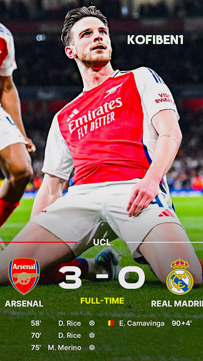 Declan Rice Two Stunning Free Kicks Surprise Real Madrid Vs Arsenal # UCL quarter finals 1st leg