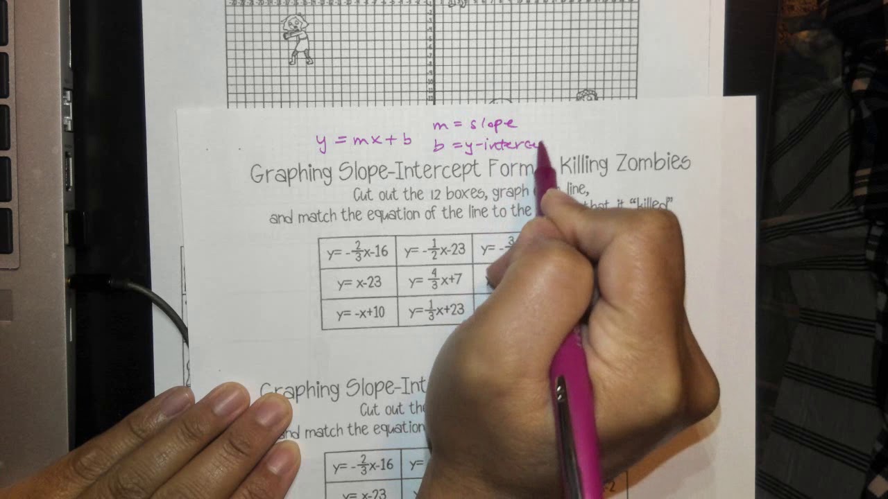 Graphing Lines Killing Zombies Worksheet Youtube