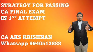 Strategy for passing CA final in first attempt in Tamil