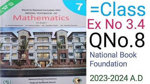 Mathematic Class 7 Exercise 3.4 Question No 8 National Book Foundational