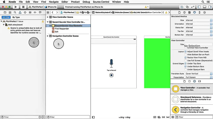 Fixing the Segue between the View Controllers