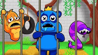 24 Hours TRAPPED inside RAINBOW FRIENDS ZOO!! (Minecraft)