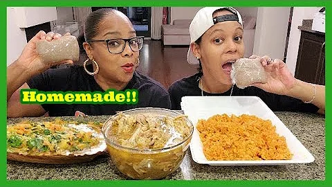 HOMEMADE AFRICAN FOOD MUKBANG, JOLLOF RICE, EFO RIRO, FUFU, CHICKEN PEPPER SOUP