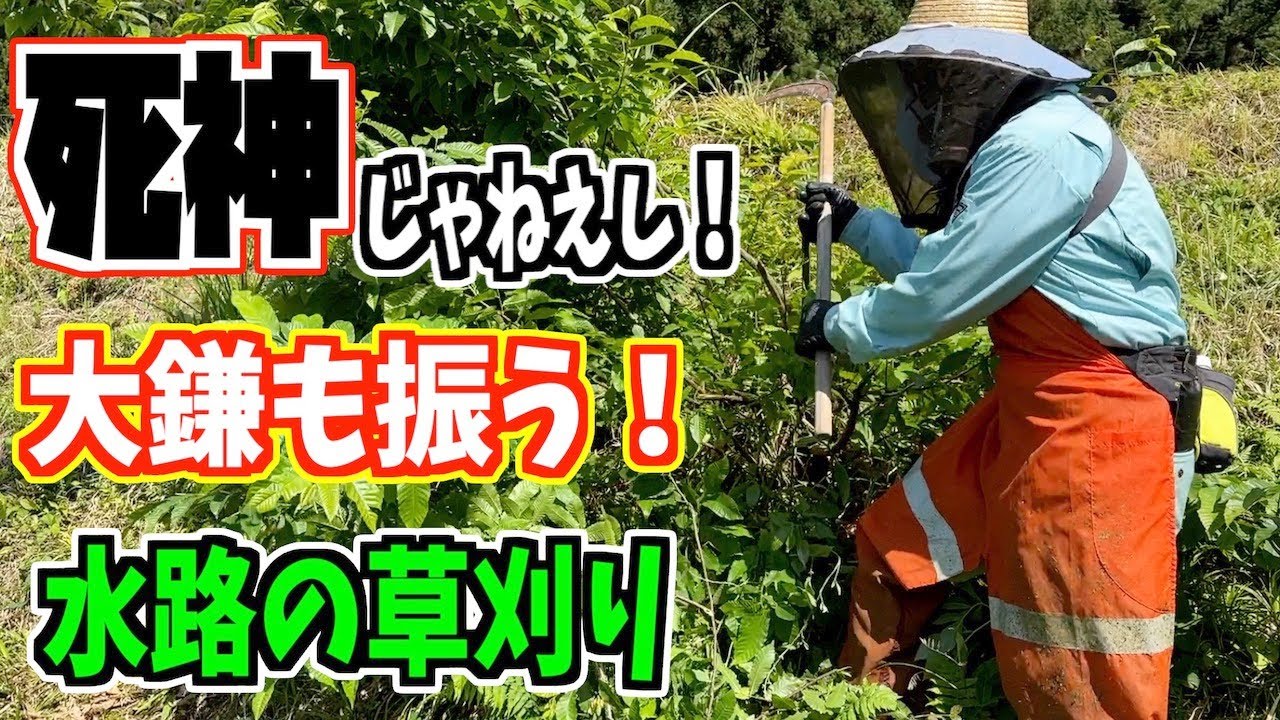 あぜの草刈り 死神の鎌を添えて - YouTube