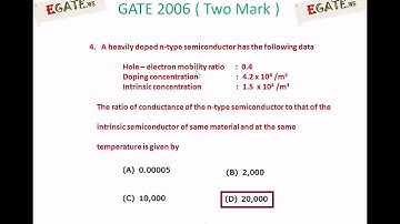 Problem on Semiconductors - GATE 2006 ECE (Electron Devices) - (www.egate.ws)