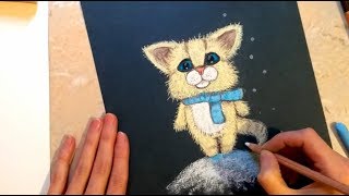 Как нарисовать котика сухой пастелью Как нарисовать котика сухой пастелью