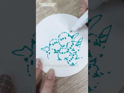 ❄【ペン一発書き】シマエナガちゃんの詰め合わせを描くメイキング🎨🦜#Shorts  #illustration #シマエナガ