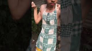 Hot Muscle teen twink flexing biceps and muscles in apron