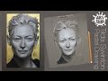 Как нарисовать Портрет Пастелью и Углем : Tilda Time lapse Drawing