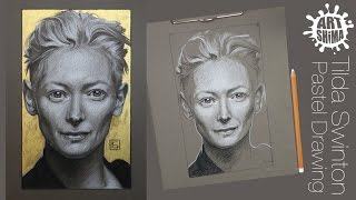 Как нарисовать Портрет Пастелью и Углем : Tilda Time lapse Drawing