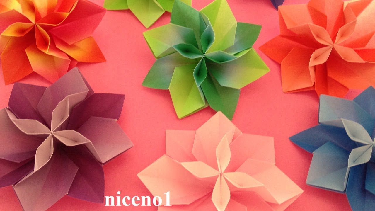 折り紙 花 １枚 立体 の折り方2 Origami Flower Tutorial Niceno1 Youtube