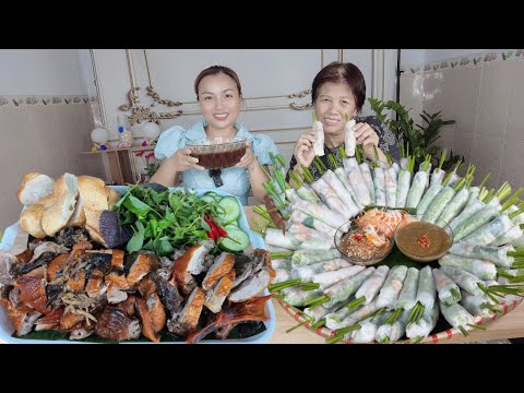 Video 2 Mẹ con làm nhẹ mâm Gỏi Cuốn chấm mắm nêm & mâm vịt... - youtube