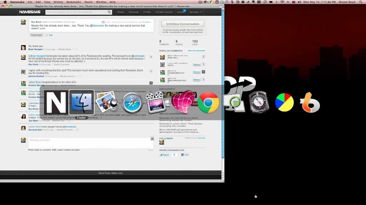 Namesake Desktop via Fluid App