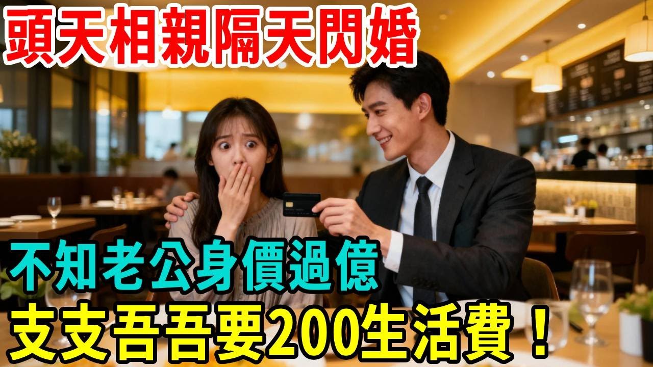 頭天相親，隔天閃婚，她不知老公身價過億，支支吾吾問能不能預支兩百塊生活費！#掉馬甲#甜寵 #閃婚#情感故事 #霸道總裁 #婚姻#都市愛情 #先婚後愛 #霸道總裁 #灰姑娘#爽文 #婚姻