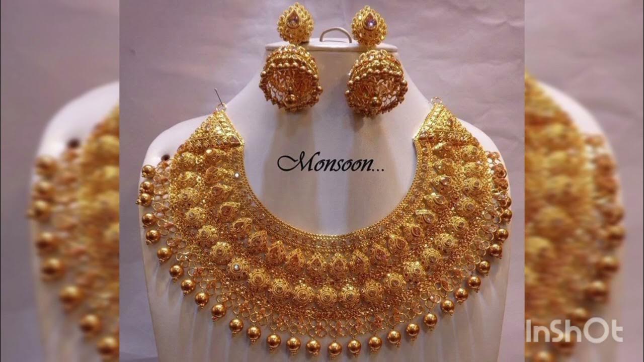 3 tola gold set design..bridal set..latest 3tola gold YouTube