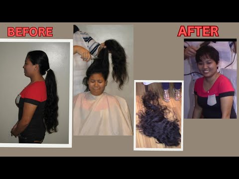 Bubbly , lively girl very long hair cut very short #ladieshaircut #haircut  #longtoshort #hairstyle