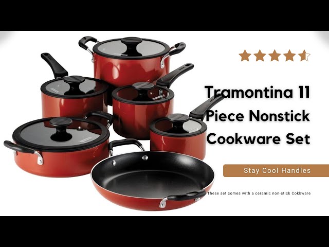 Tramontina 11pc Aluminum Non-Stick Nesting Cookware Set Red