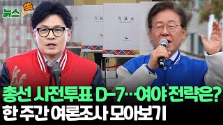 [뉴스쏙] 총선 사전투표 D-7…여야 전략은?/[한국갤럽] &quot;'與 많이 당선돼야' 40%, '野 많…