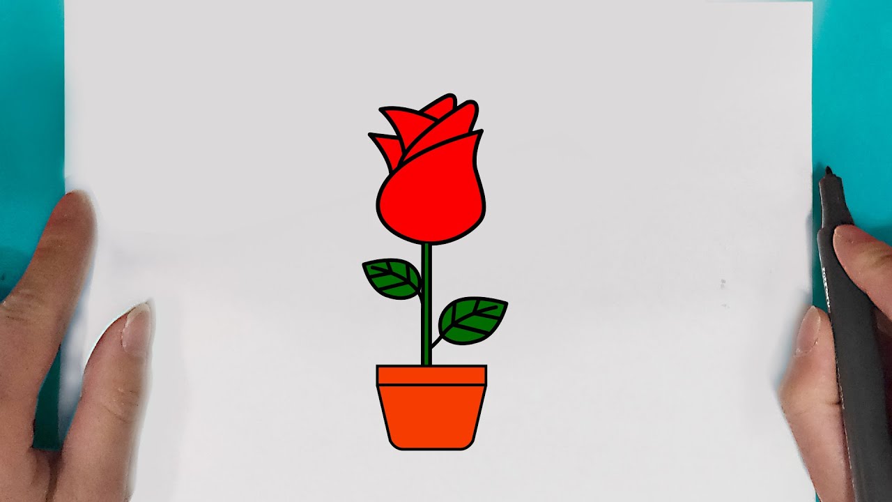 Beginners Drawing Rose With Flower Pot