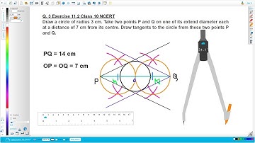 Draw a circle of radius 3 cm take two points p and q on one of its extended diameter