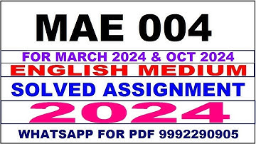 mae 004 solved assignment 2024 | mae 4 solved assignment in english 2023-24 | mae 4 2024