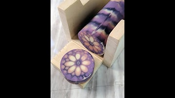 Cutting of Kaleidoscope Blackberries & Cream Cold Process soap