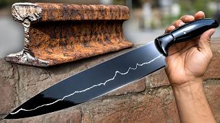 Heart Beat Chef's Knife forged from Rail Track