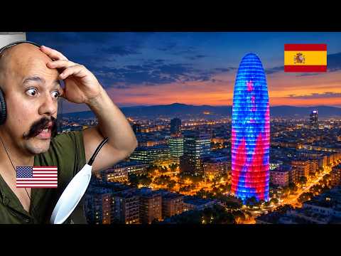 American Reacts To Spain | Barcelona, Spain 🇪🇸  4K Drone Footage