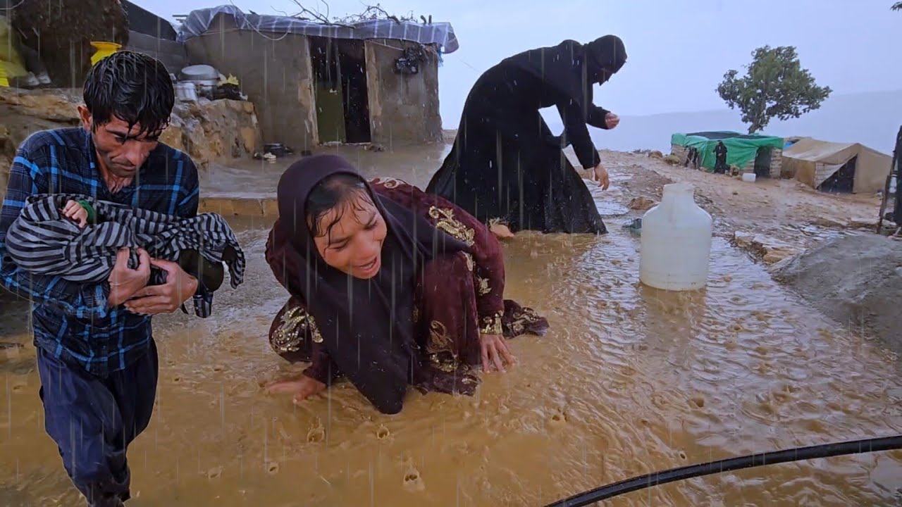 🌧️ Heavy rain destroys nomadic family home 🌪️