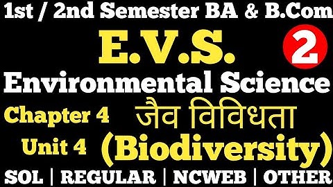 BA & B.Com 1st & 2nd Semester Environment Science(EVS) Unit 4 जैव विविधता Biodiversity |DU SOL NCWEB