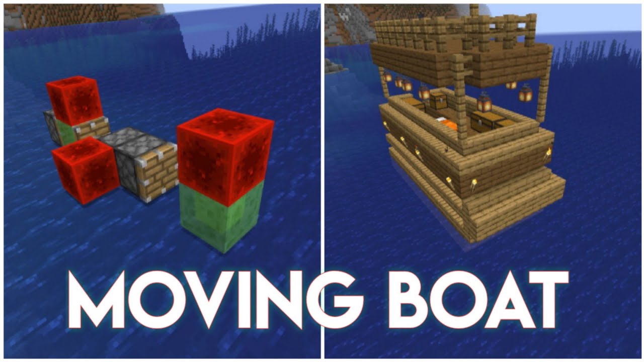 How To Make A Moving Ship In Minecraft How To Make A Working Boat In Minecraft In English Youtube