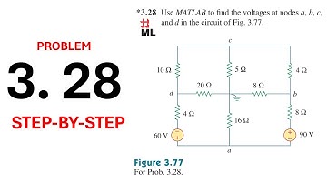Problem 3.28 (Sadiku) - Use MATLAB to find the voltages at nodes a, b, c, and d in the circuit of