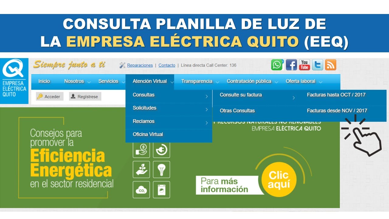 Consulta Planilla de Luz de la Empresa Eléctrica Quito EEQ YouTube