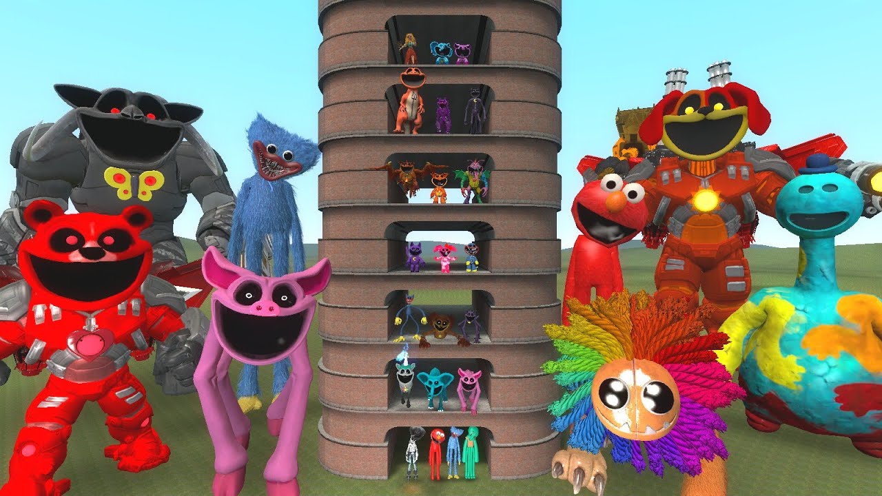 TÜM POPPY PLAYTIME AİLESİ SPARTAN KICK İLE AŞAGI TEKMELİYORUM TALLGRASS GARRY'S MOD