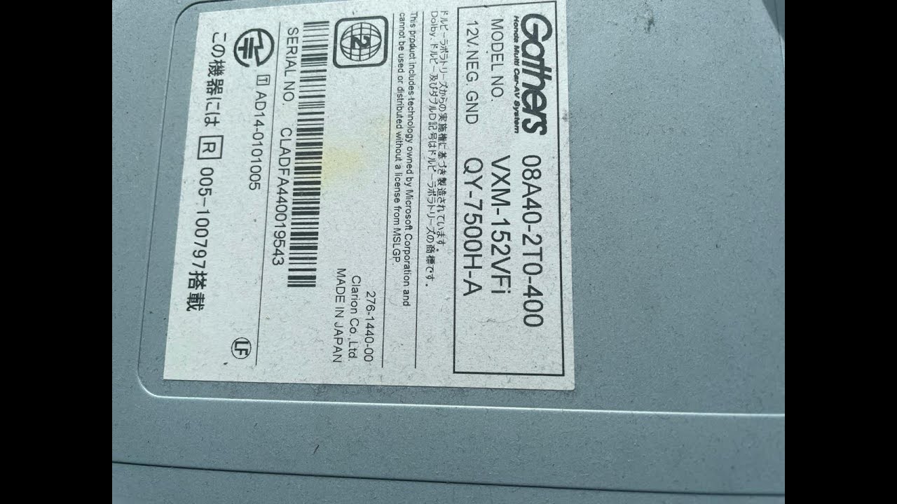 HONDA GATHERS VXM 152VFi Password and missing SD solution