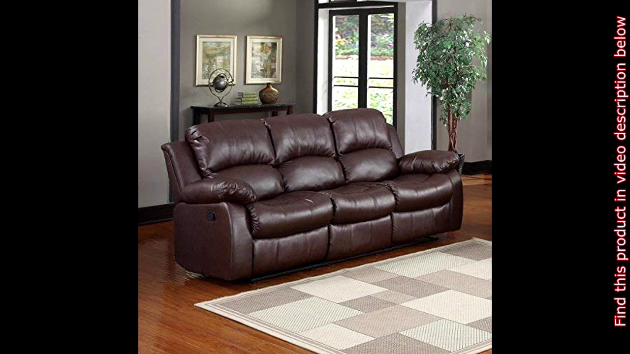Bonded Leather Double Recliner Sofa Living Room Reclining Couch (Brown