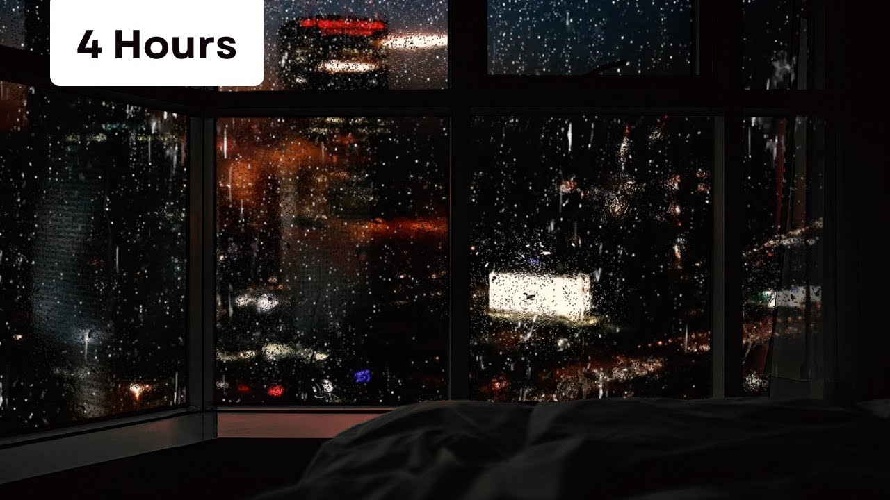 4 Hours Of Relaxing City Rain At Night - YouTube
