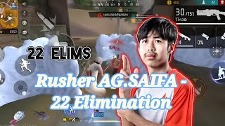 Rusher AG.SAIFA - 22 Elimination | #ag#ffwssea2025#freefire