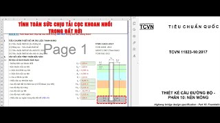 [TCVN 11823-2017] Hướng dẫn tính toán Sức chịu tải cọc khoan nhồi trong đất rời bằng Excel